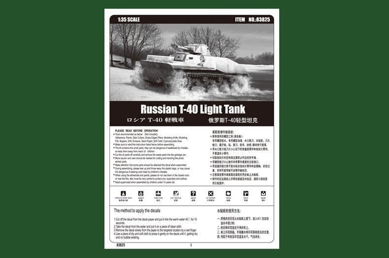 Russian T40 Light Tank 1/35 Model (Plastic) Bouwset TRUMPETER 