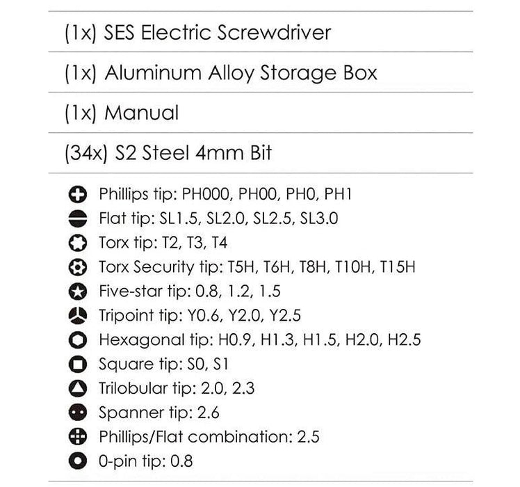 SES 34in1 Magnetic Bits Rechargeable Cordless Electric Screwdriver Set - upgraderc
