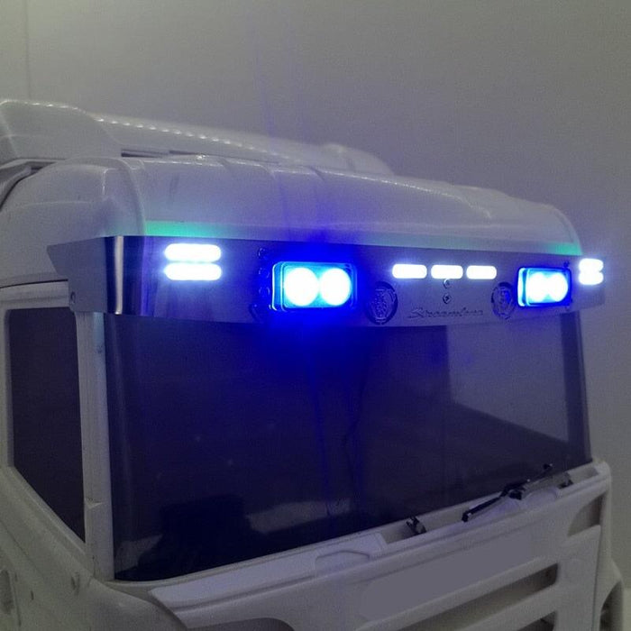 Sun Visor w/ LED Light Blue/White for Tamiya Truck 1/14 (Metaal) Onderdeel RCATM 