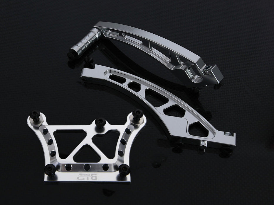 Top plate Front/rear Chassis Brace Set for Losi DBXL-E (Metaal) Onderdeel GTBracing Silver 