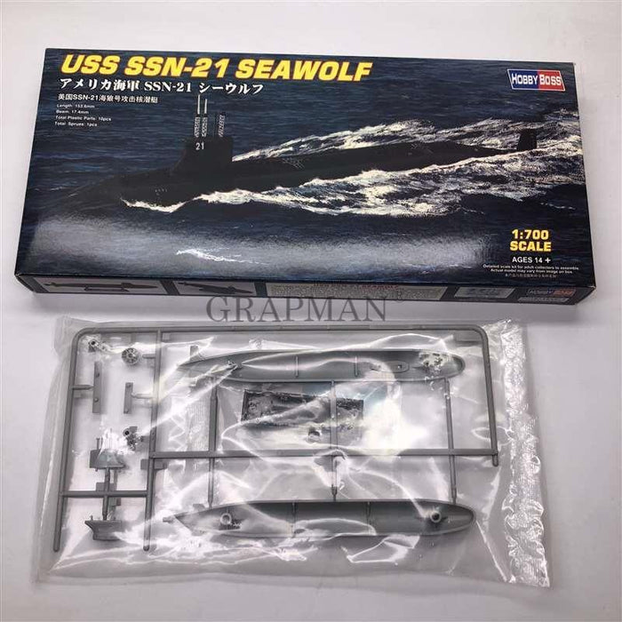 USS SEAWOLF SSN-21 Nuclear Sub 1/700 Model (Plastic) Bouwset HobbyBoss 