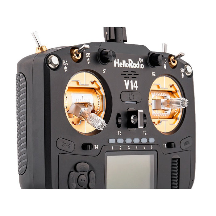 HelloRadioSky V14 MAX OLED 2,4GHz ELRS LBT Radio (Multimode - M2) - Black/Gold