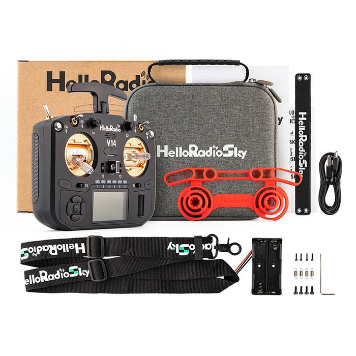 HelloRadioSky V14 MAX OLED 2,4GHz ELRS LBT Radio (Multimode - M2) - Black/Gold