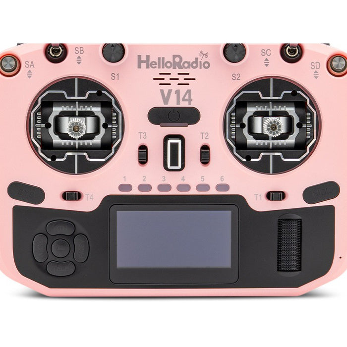 HelloRadioSky V14 MAX OLED 2,4GHz ELRS LBT Radio (Multimode - M2) - Black/Pink