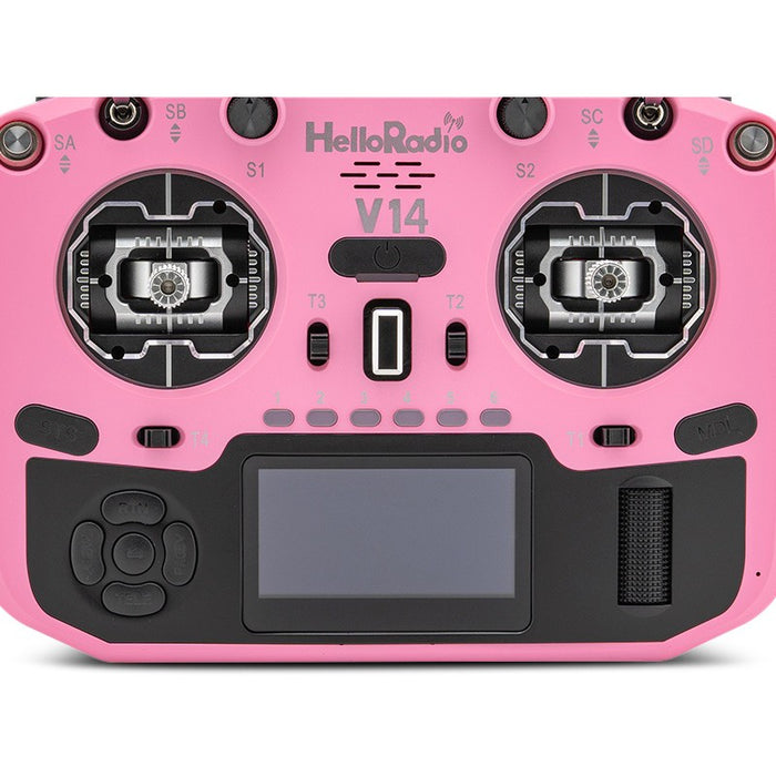 HelloRadioSky V14 MAX OLED 2,4GHz ELRS LBT Radio (Multimode - M2) - Black/Pink
