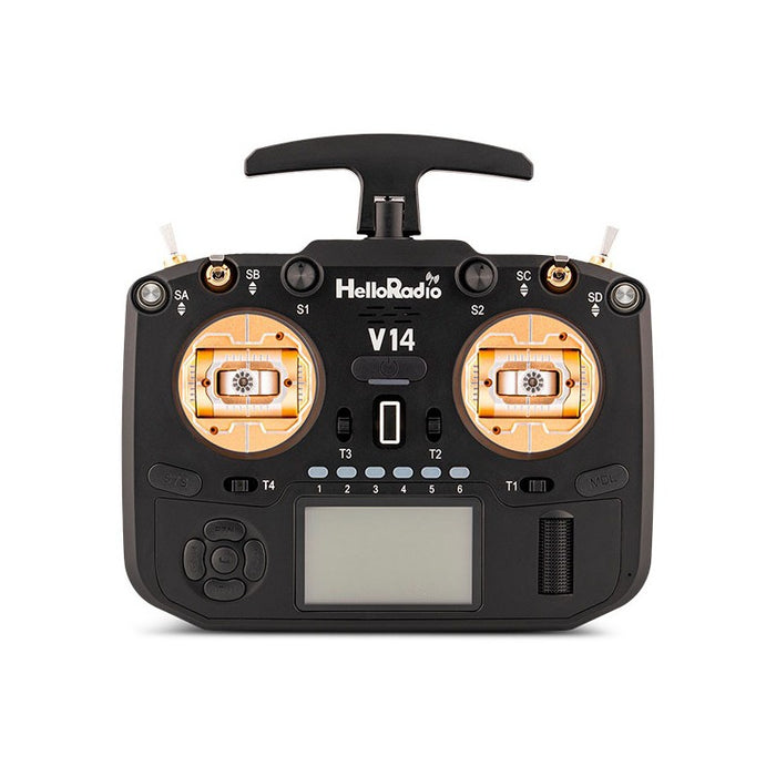 HelloRadioSky V14 MAX R9 OLED 2,4GHz ELRS LBT Radio (Multimode - M2) - Black/Gold