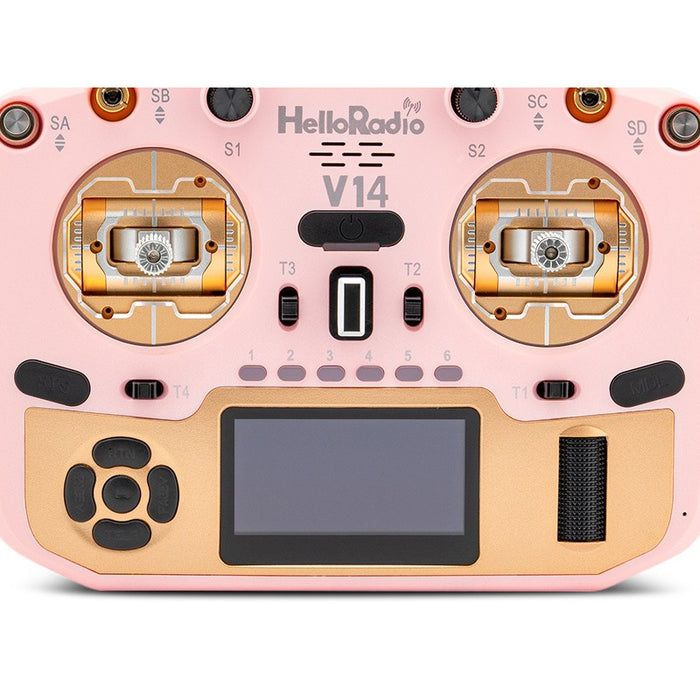 HelloRadioSky V14 MAX R9 OLED 2,4GHz 4in1 LBT Radio (Multimode - M2) - Gold/Pink