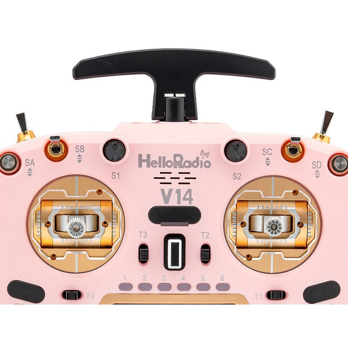 HelloRadioSky V14 MAX R9 OLED 2,4GHz ELRS LBT Radio (Multimode - M2) - Gold/Pink
