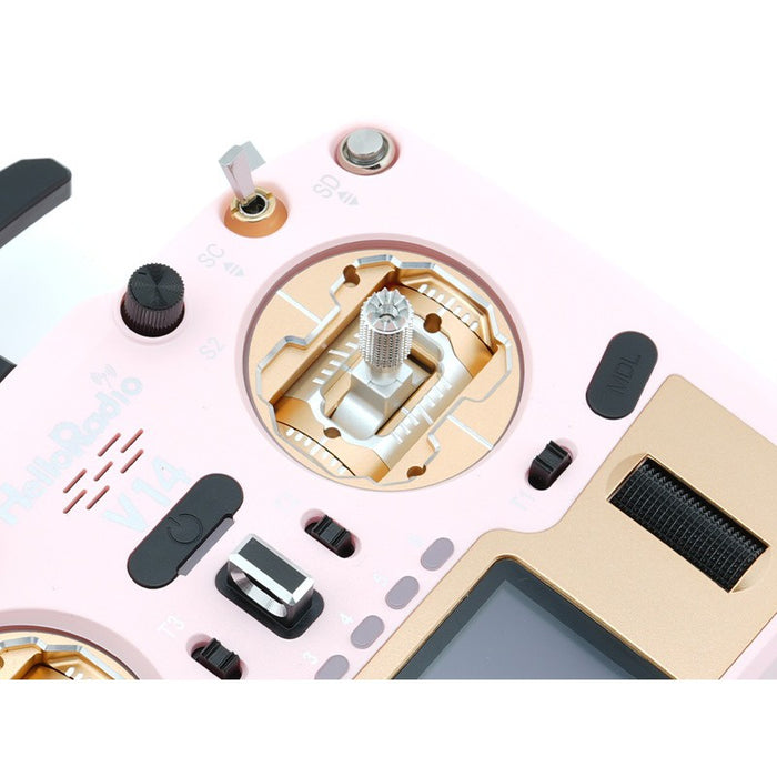 HelloRadioSky V14 MAX R9 OLED 2,4GHz ELRS LBT Radio (Multimode - M2) - Gold/Pink