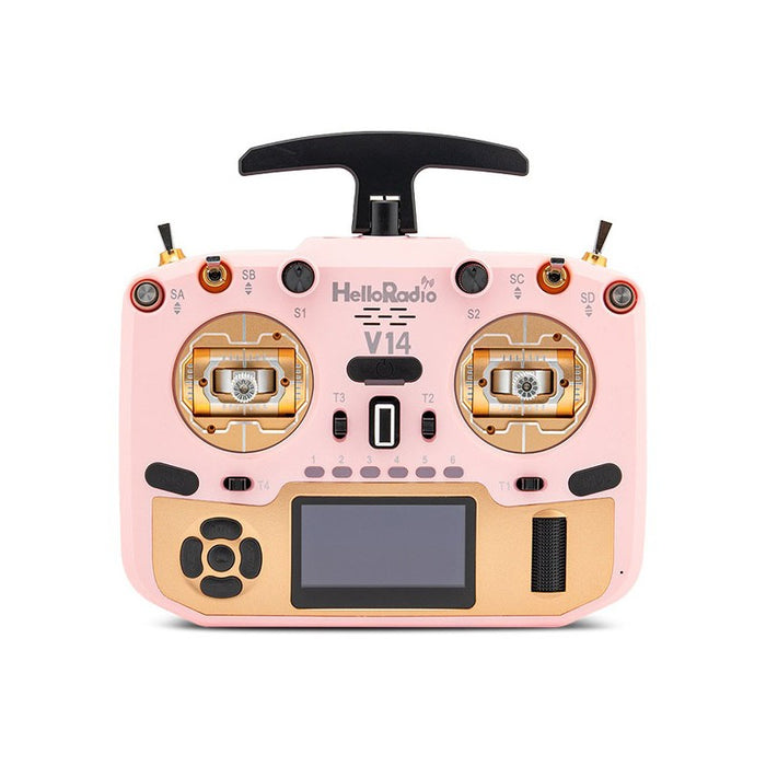 HelloRadioSky V14 MAX R9 OLED 2,4GHz ELRS LBT Radio (Multimode - M2) - Gold/Pink