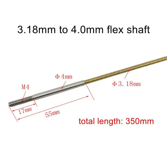2.35-6mm Integrated Flexible Shaft (300mm-900mm, Stainless Steel, Brass)