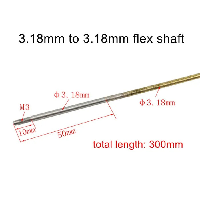 2.35-6mm Integrated Flexible Shaft (300mm-900mm, Stainless Steel, Brass)