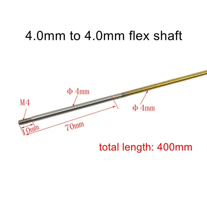 2.35-6mm Integrated Flexible Shaft (300mm-900mm, Stainless Steel, Brass)