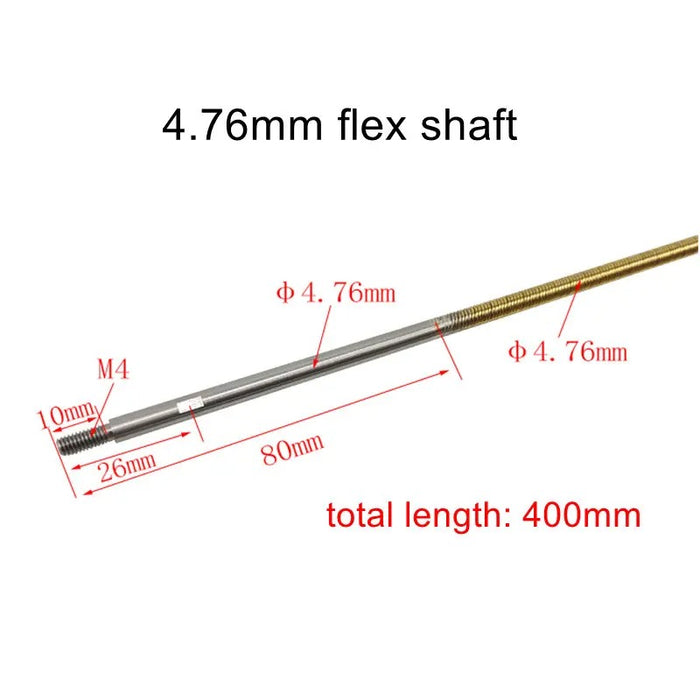 2.35-6mm Integrated Flexible Shaft (300mm-900mm, Stainless Steel, Brass)