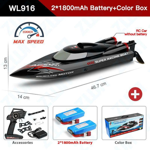 WLtoys WL916 55 km/h Speedboat PNP - upgraderc
