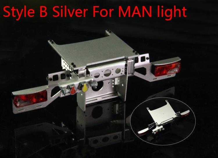 Zwaar Tail Beam Rear Lamp Holder for Tamiya Truck 1/14 (Metaal) Onderdeel RCATM B Silver Man 