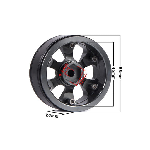 4PCS 1.9" Beadlock Wheel Rims for 1/10 Crawler (Metaal) Band en/of Velg Fimonda 