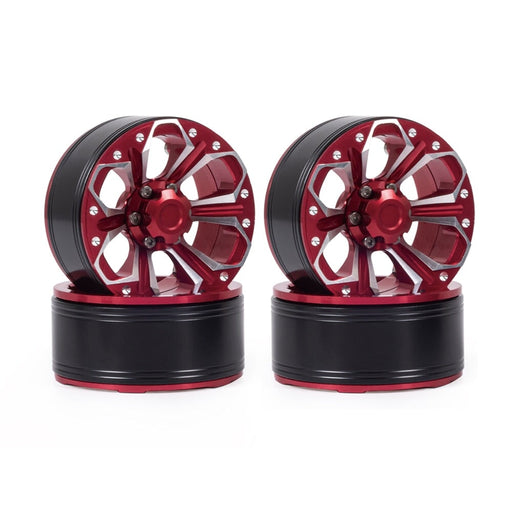 4PCS 1.9" Beadlock Wheel Rims for 1/10 Crawler (Metaal) Band en/of Velg Fimonda Red - A 