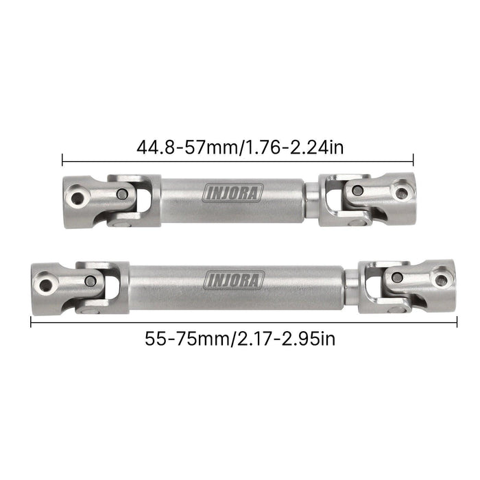 2PCS 57/75mm D-Shaped Center Drive Shaft for Axial SCX24 1/24 (RVS)